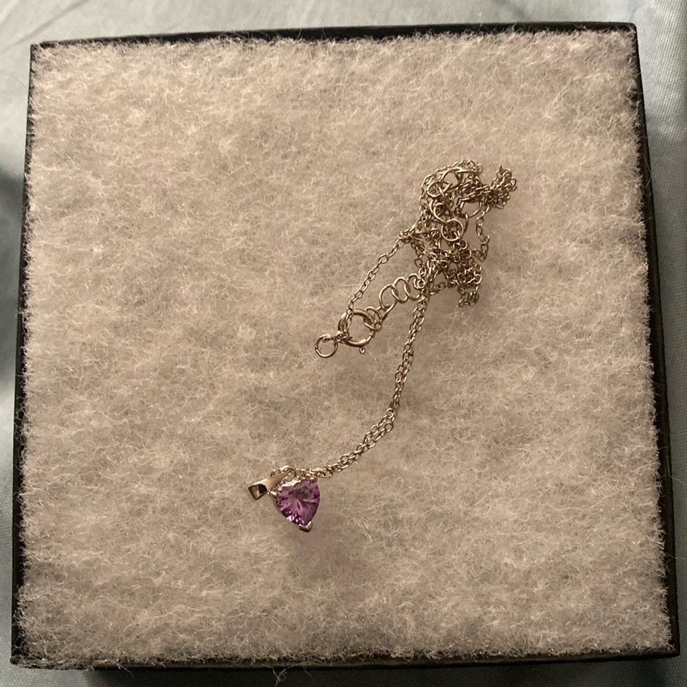 Eves Addiction purple heart stone silver necklace